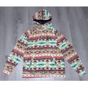 Massive Outdoor Tribal Print Fleece Pullover Hoodie Sweatshirt Men's Size Medium